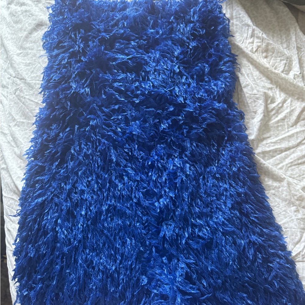 PrettyLittleThing Blue Furry Jumpsuit